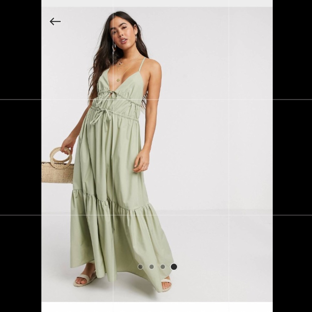 NWOT ASOS Design khaki cross back poplin cami dress